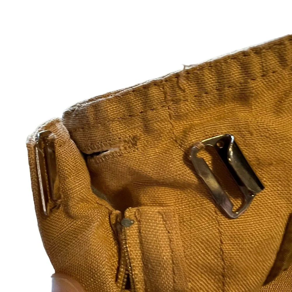 Gucci A-Line Skirt Tan‎ Pleated Midi Linen Back Buckle 46(IT) 10(US) SEE NOTES